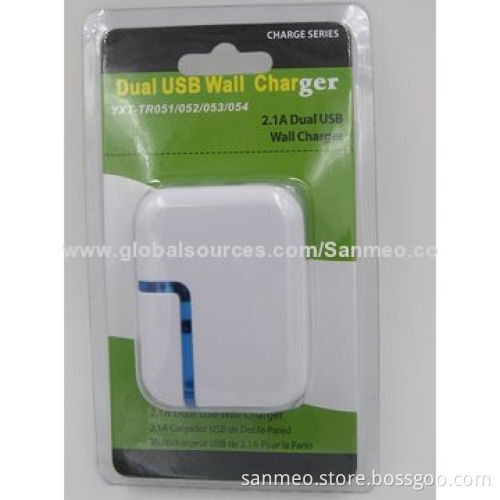 2.1A dual USB wall charger for iPhone 5/5G/4S/4GS/3GS/iPad, high-speed charging intelligenceNew